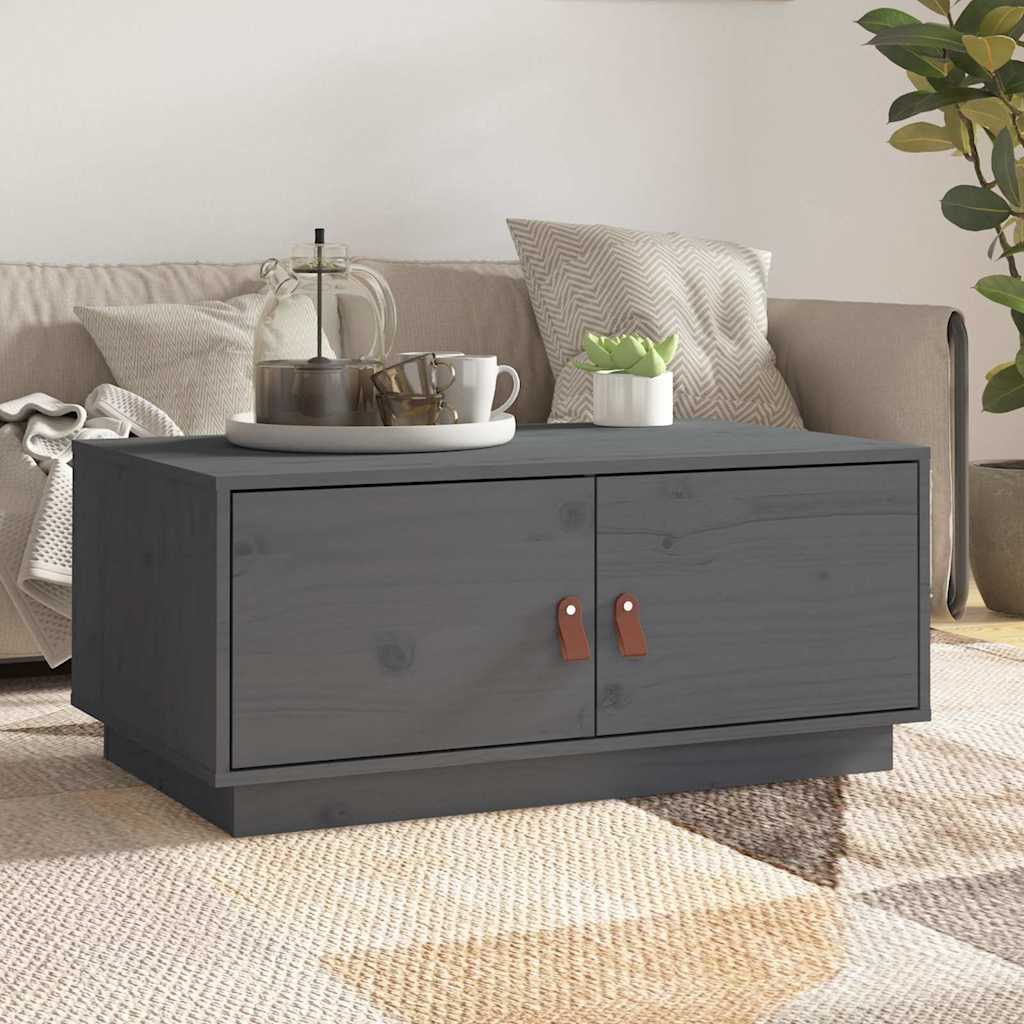 Tavolino da Salotto Grigio 80x50x35cm in Legno Massello di Pino | homemem39