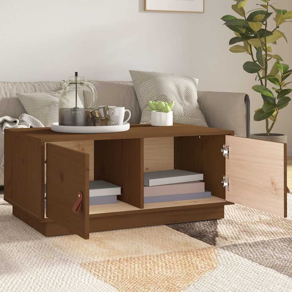 Tavolino da Salotto ambra 80x50x35 cm in Legno Massello di Pino