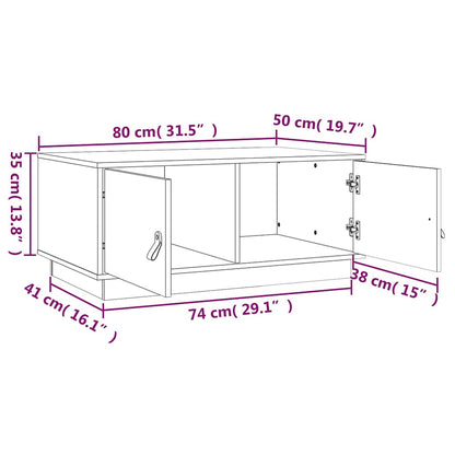 Tavolino da Salotto ambra 80x50x35 cm in Legno Massello di Pino