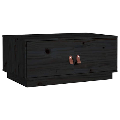 Tavolino da Salotto Nero 80x50x35 cm in Legno Massello di Pino