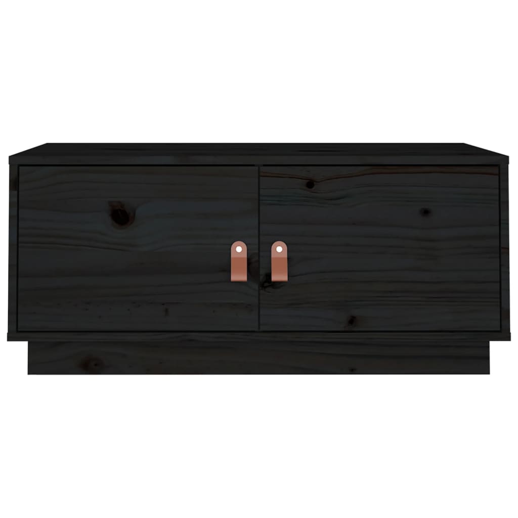 Tavolino da Salotto Nero 80x50x35 cm in Legno Massello di Pino - homemem39