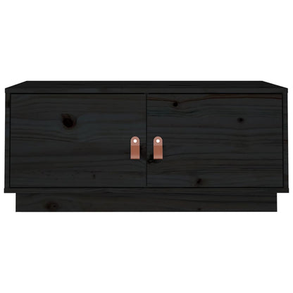 Tavolino da Salotto Nero 80x50x35 cm in Legno Massello di Pino - homemem39
