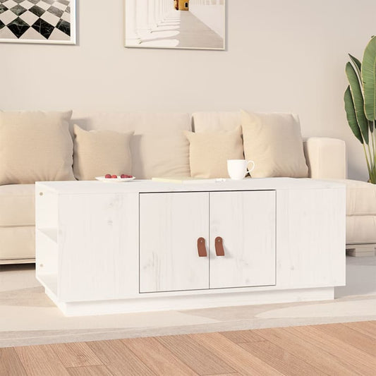 Tavolino da Salotto Bianco 100x50x41 cm Legno Massello di Pino | homemem39