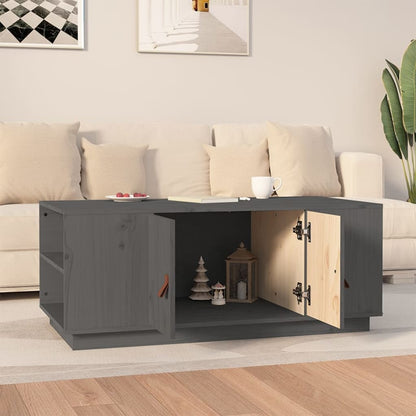 Tavolino da Salotto Grigio 100x50x41 cm Legno Massello di Pino | homemem39