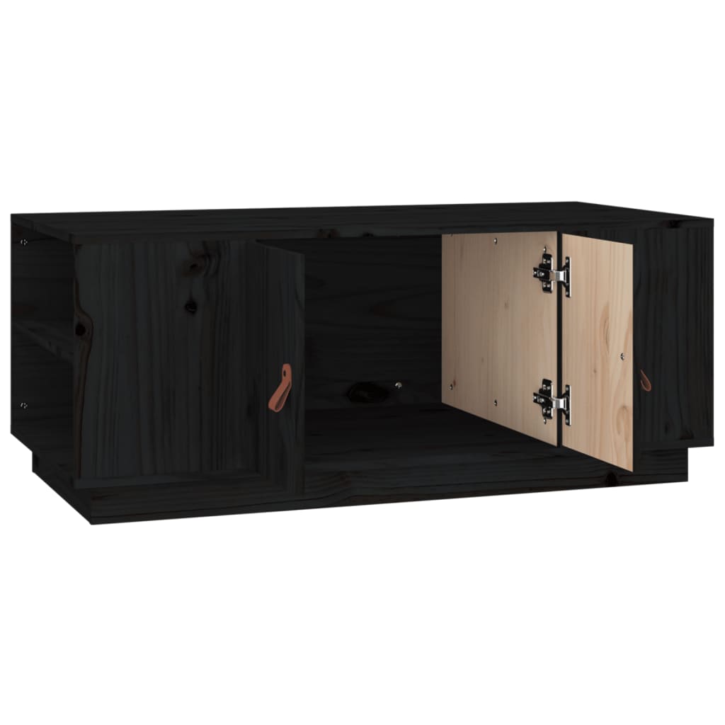 Tavolino da Salotto Nero 100x50x41 cm in Legno Massello di Pino | homemem39
