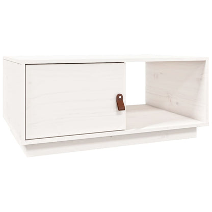 Tavolino da Salotto Bianco 80x50x35,5 cm Legno Massello di Pino | homemem39