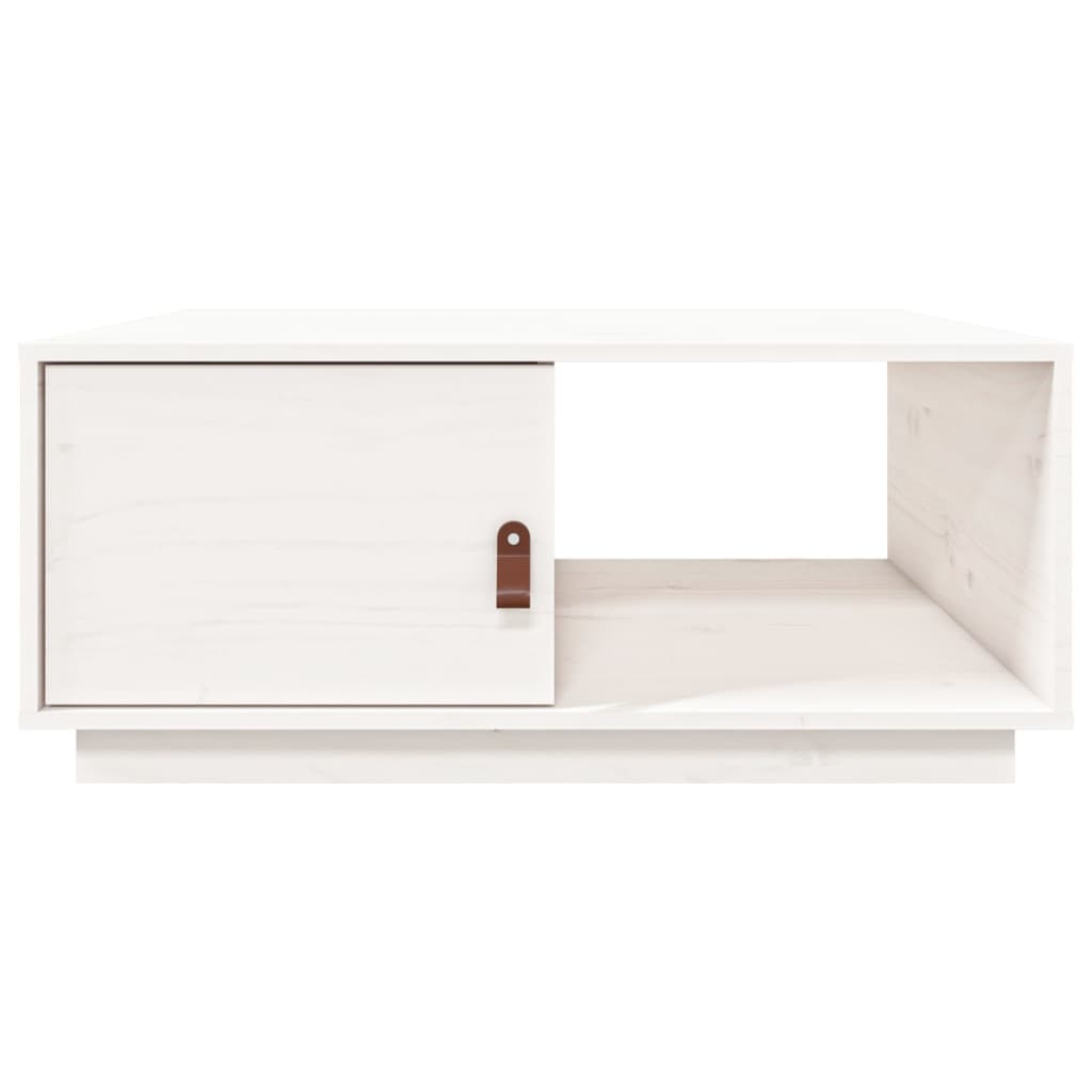 Tavolino da Salotto Bianco 80x50x35,5 cm Legno Massello di Pino | homemem39