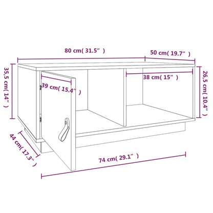 Tavolino da Salotto Bianco 80x50x35,5 cm Legno Massello di Pino | homemem39