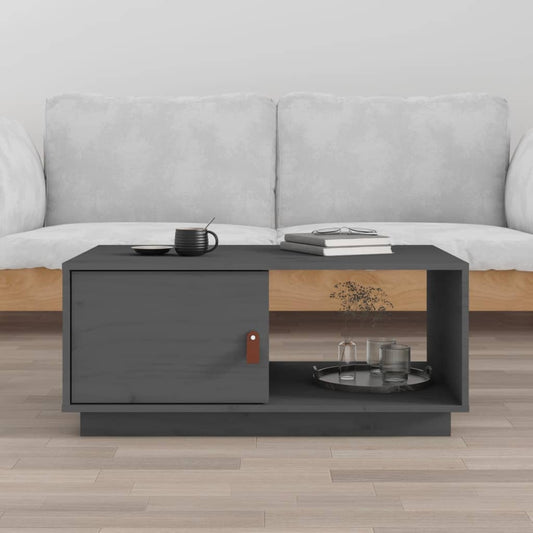 Tavolino da Salotto Grigio 80x50x35,5 cm Legno Massello di Pino | homemem39