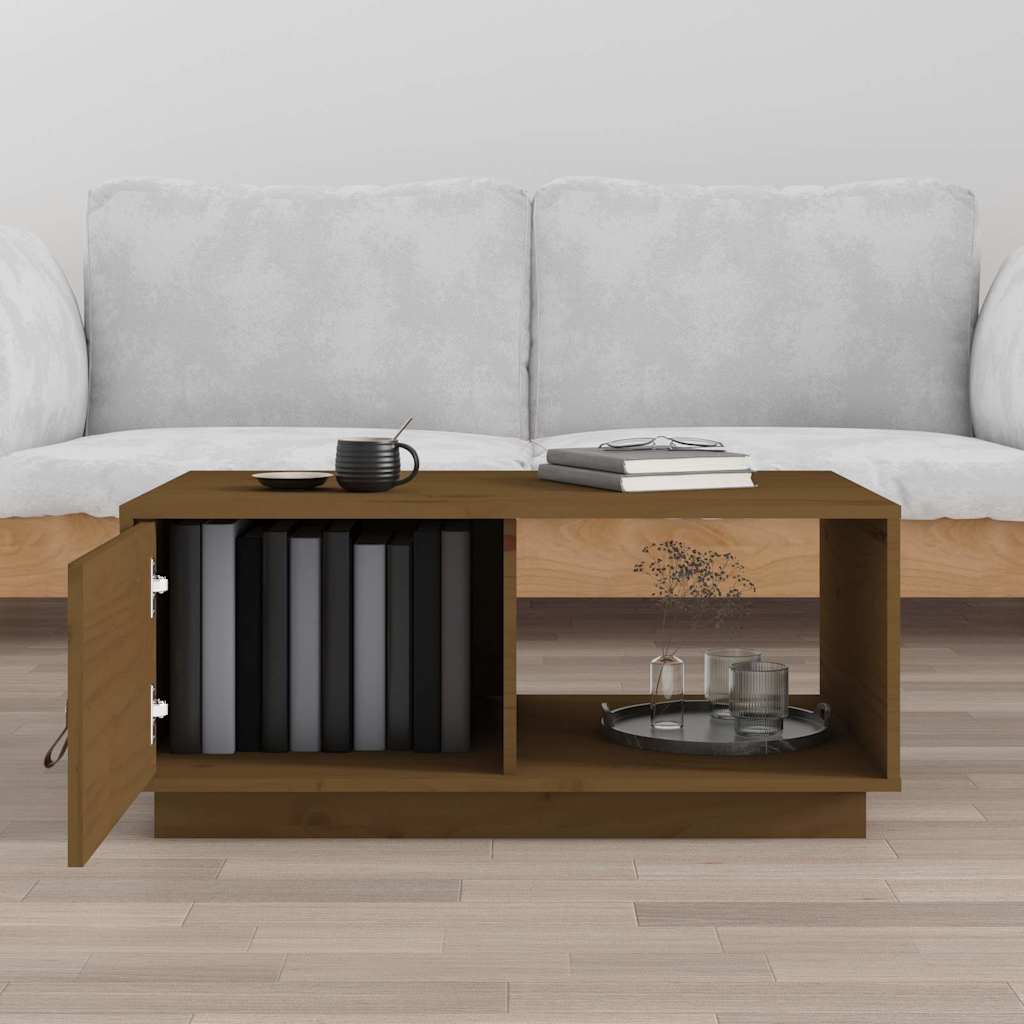Tavolino da Salotto ambra 80x50x35,5 cm Legno Massello di Pino