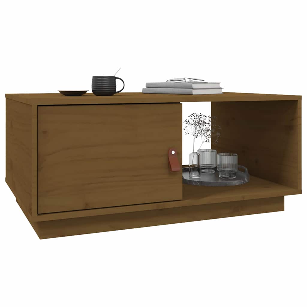 Tavolino da Salotto ambra 80x50x35,5 cm Legno Massello di Pino