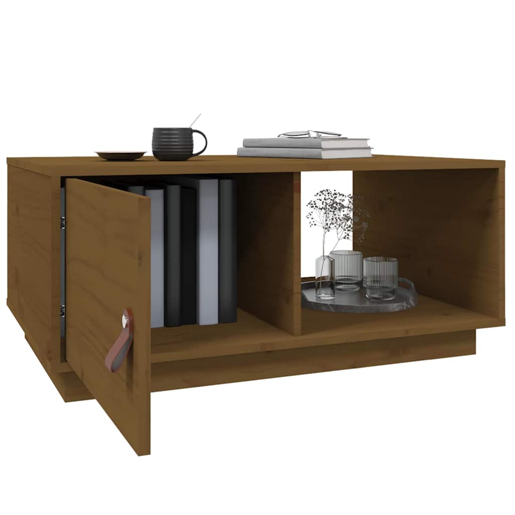 Tavolino da Salotto ambra 80x50x35,5 cm Legno Massello di Pino