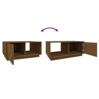 Tavolino da Salotto ambra 80x50x35,5 cm Legno Massello di Pino