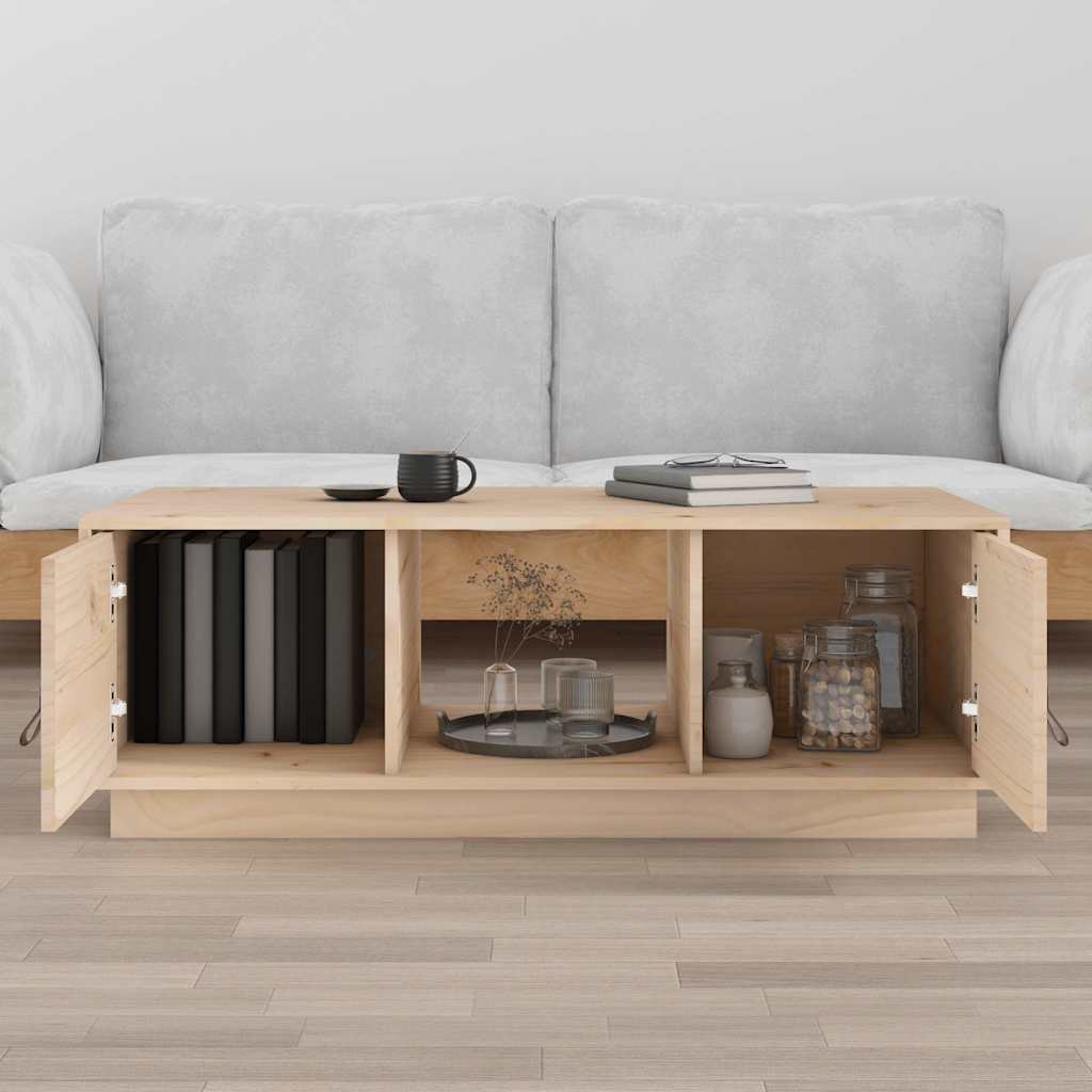 Tavolino da Salotto 100x50x35 cm in Legno Massello di Pino