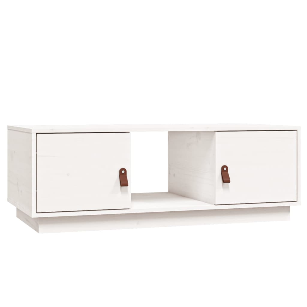 Tavolino da Salotto Bianco 100x50x35 cm Legno Massello di Pino | homemem39