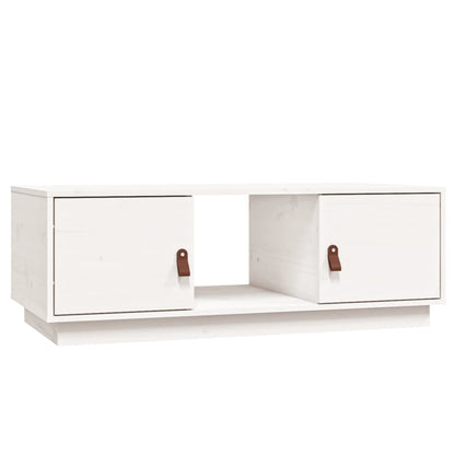 Tavolino da Salotto Bianco 100x50x35 cm Legno Massello di Pino | homemem39