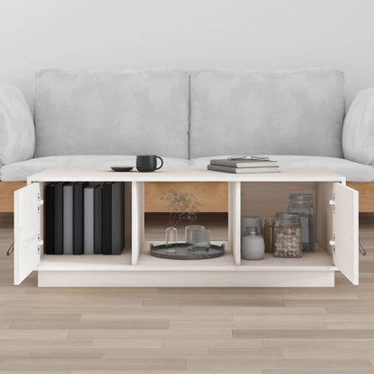 Tavolino da Salotto Bianco 100x50x35 cm Legno Massello di Pino | homemem39