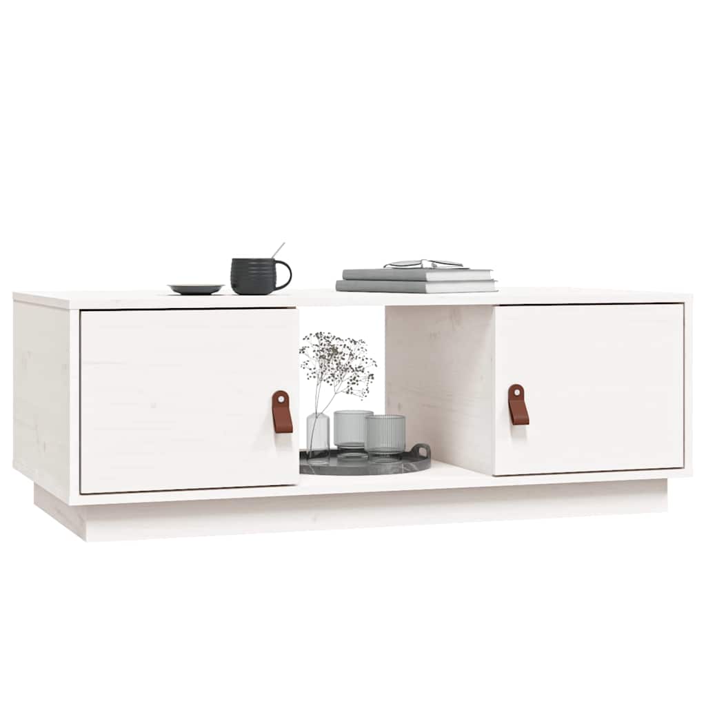 Tavolino da Salotto Bianco 100x50x35 cm Legno Massello di Pino