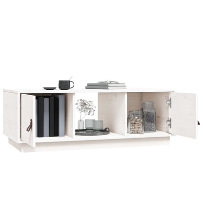 Tavolino da Salotto Bianco 100x50x35 cm Legno Massello di Pino | homemem39