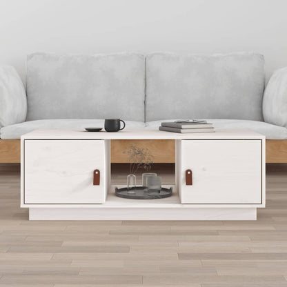 Tavolino da Salotto Bianco 100x50x35 cm Legno Massello di Pino | homemem39