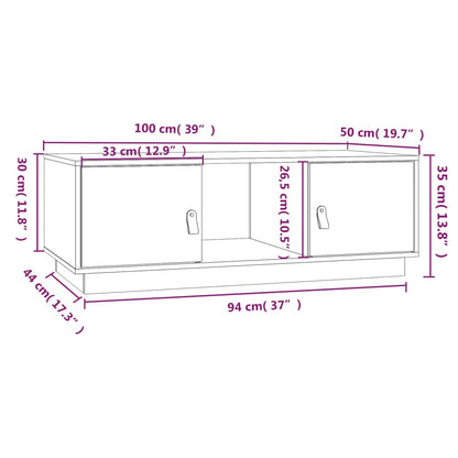 Tavolino da Salotto Grigio 100x50x35 cm Legno Massello di Pino | homemem39