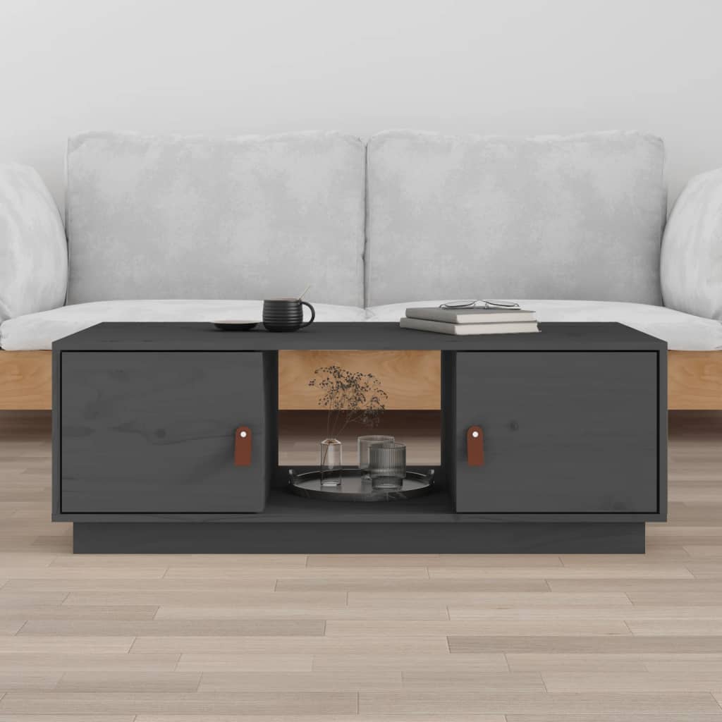 Tavolino da Salotto Grigio 100x50x35 cm Legno Massello di Pino | homemem39