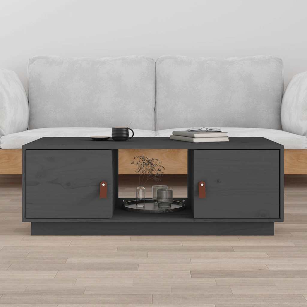 Tavolino da Salotto Grigio 100x50x35 cm Legno Massello di Pino