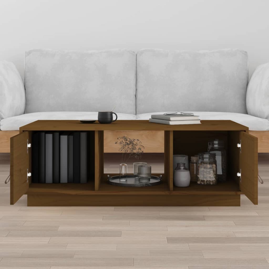 Tavolino da Salotto ambra 100x50x35 cm Legno Massello di Pino | homemem39