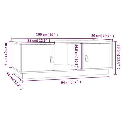 Tavolino da Salotto ambra 100x50x35 cm Legno Massello di Pino