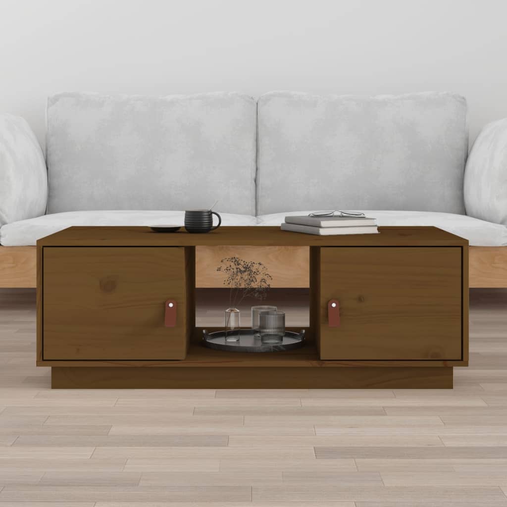 Tavolino da Salotto ambra 100x50x35 cm Legno Massello di Pino | homemem39