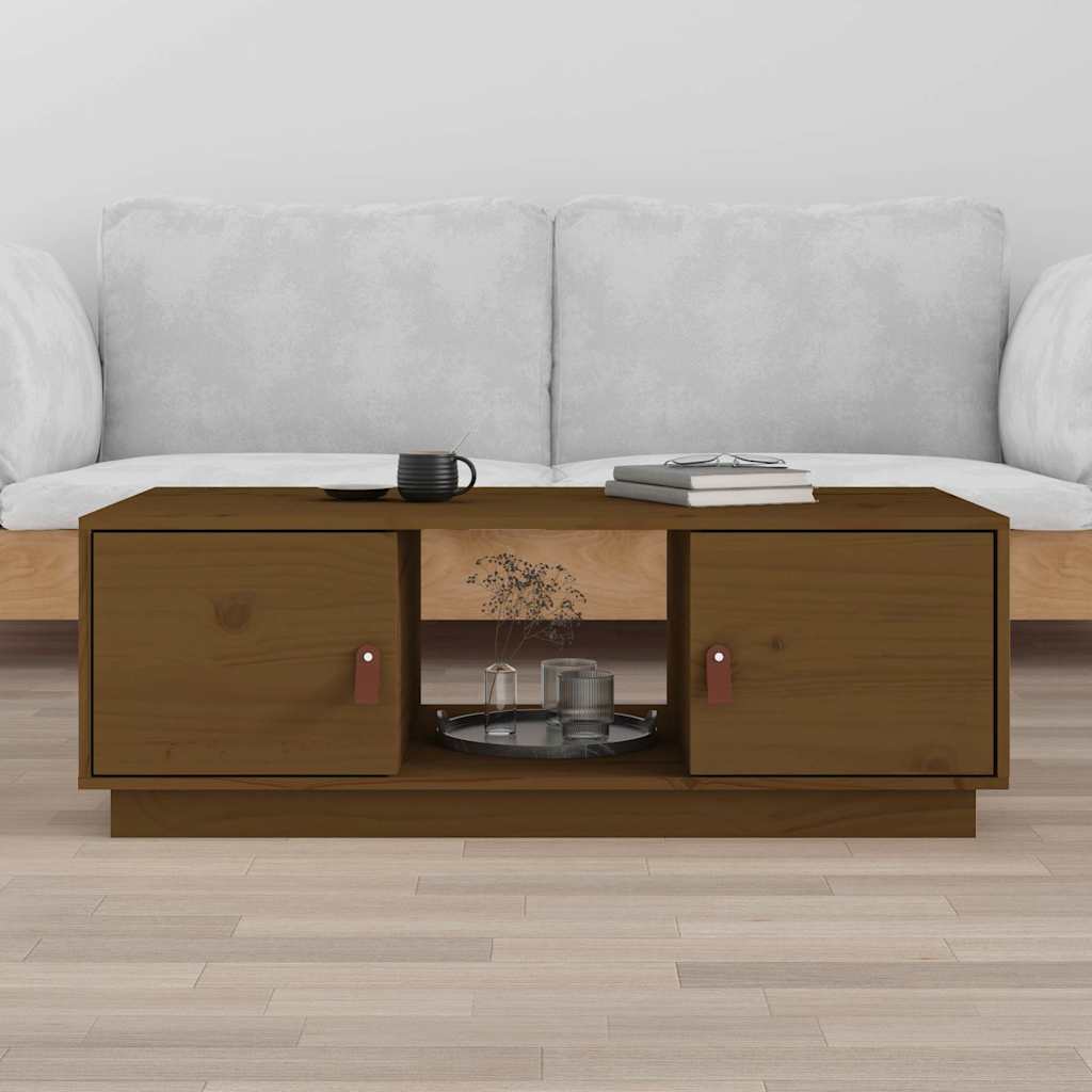 Tavolino da Salotto ambra 100x50x35 cm Legno Massello di Pino