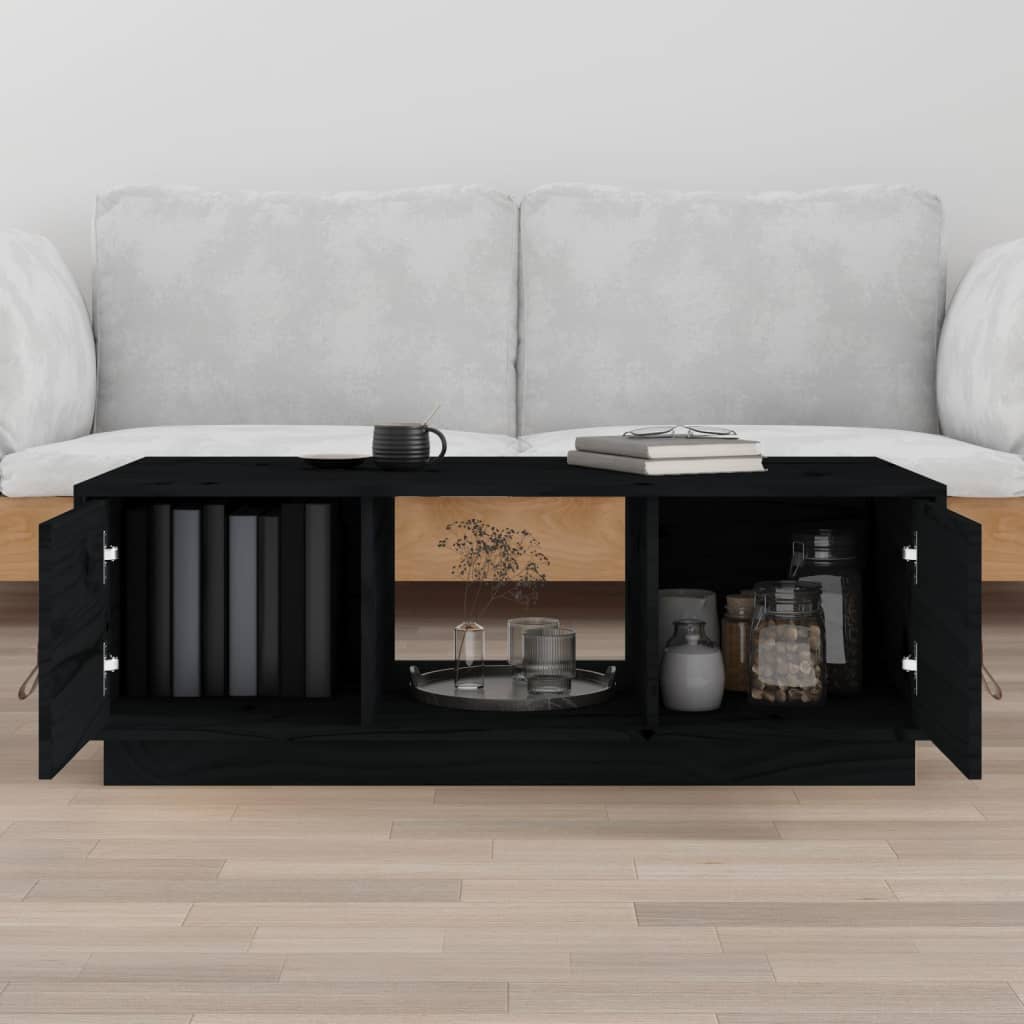 Tavolino da Salotto Nero 100x50x35 cm Legno Massello di Pino | homemem39