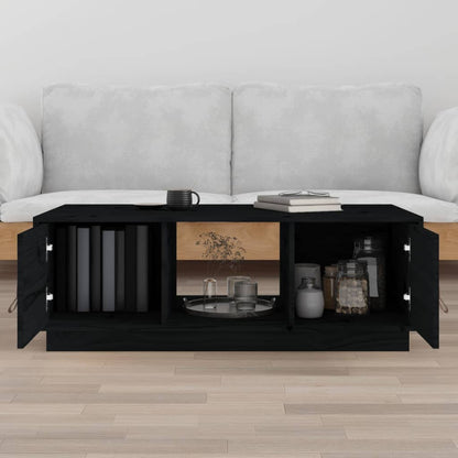Tavolino da Salotto Nero 100x50x35 cm Legno Massello di Pino | homemem39