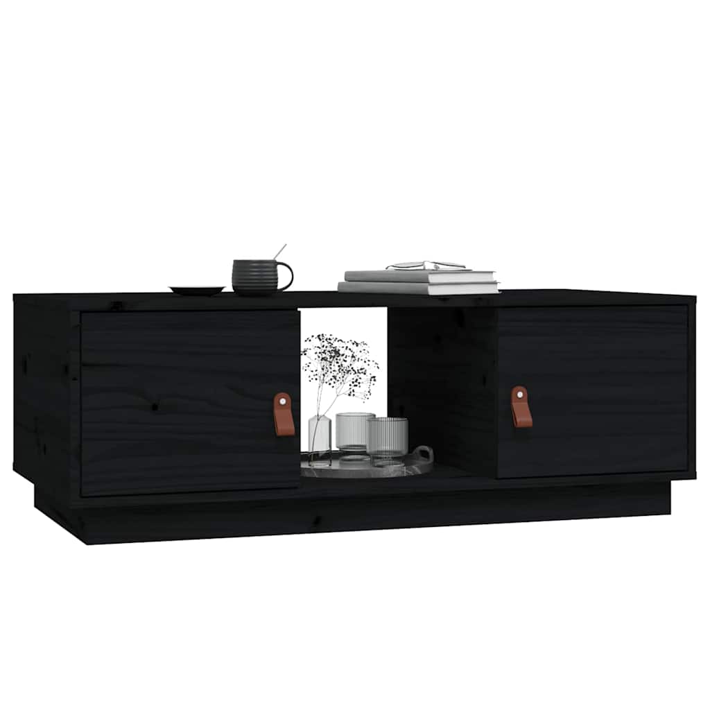 Tavolino da Salotto Nero 100x50x35 cm Legno Massello di Pino