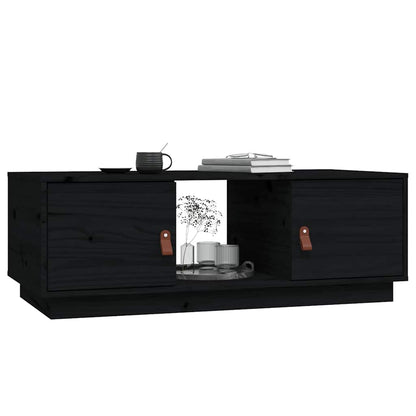 Tavolino da Salotto Nero 100x50x35 cm Legno Massello di Pino