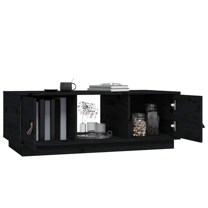 Tavolino da Salotto Nero 100x50x35 cm Legno Massello di Pino