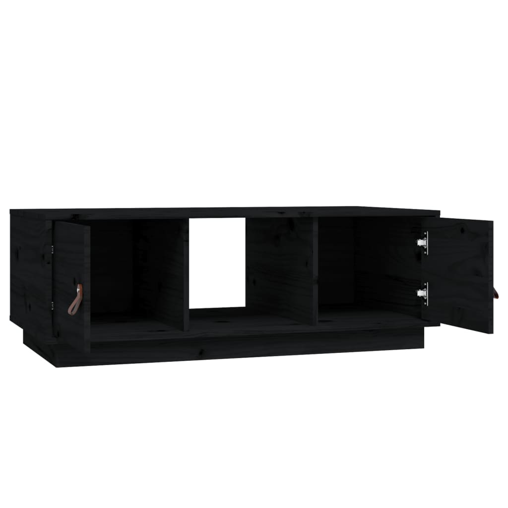 Tavolino da Salotto Nero 100x50x35 cm Legno Massello di Pino | homemem39