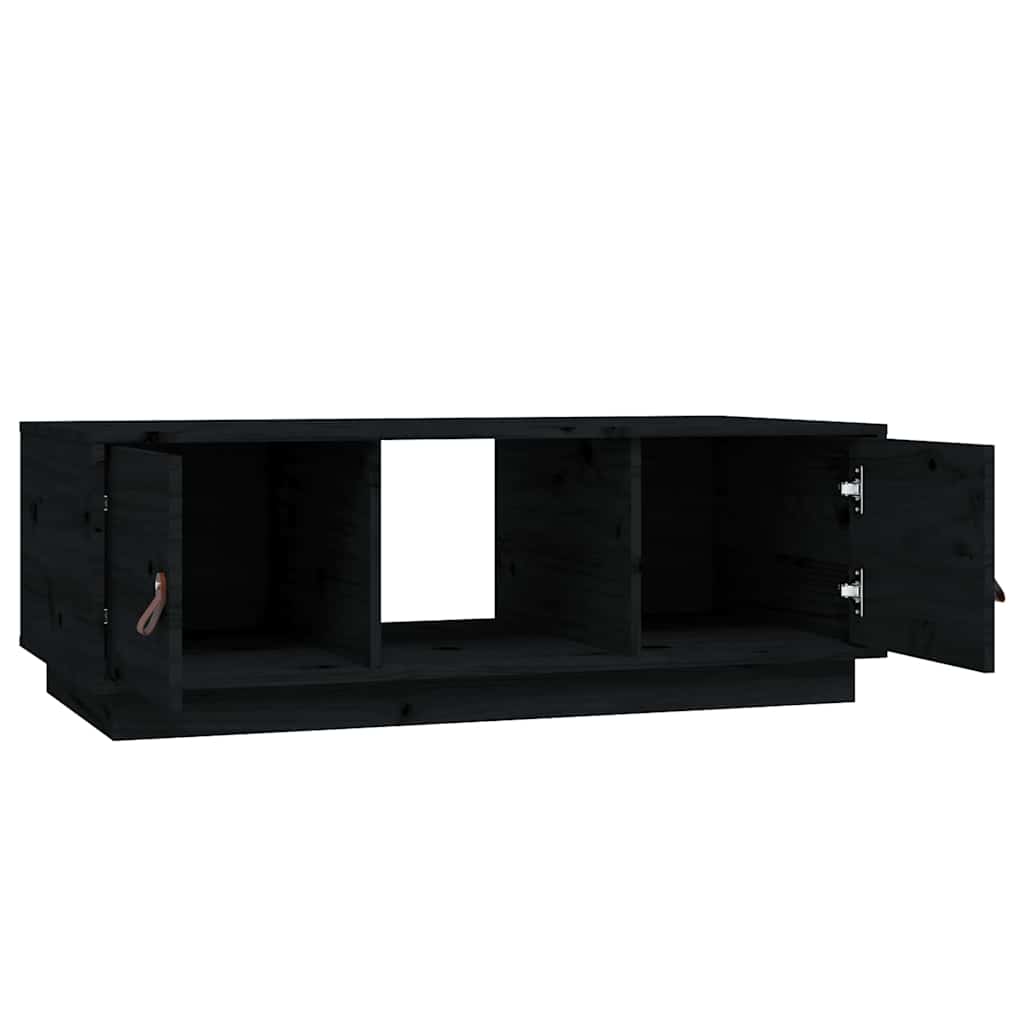 Tavolino da Salotto Nero 100x50x35 cm Legno Massello di Pino