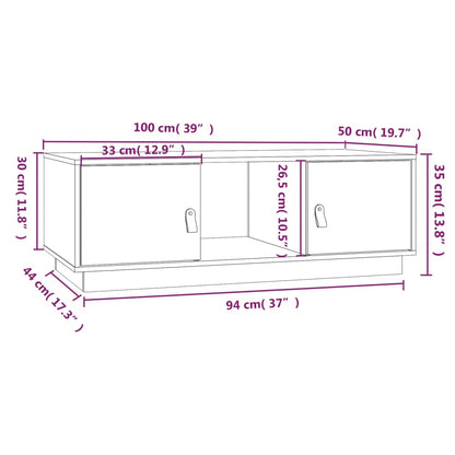 Tavolino da Salotto Nero 100x50x35 cm Legno Massello di Pino | homemem39