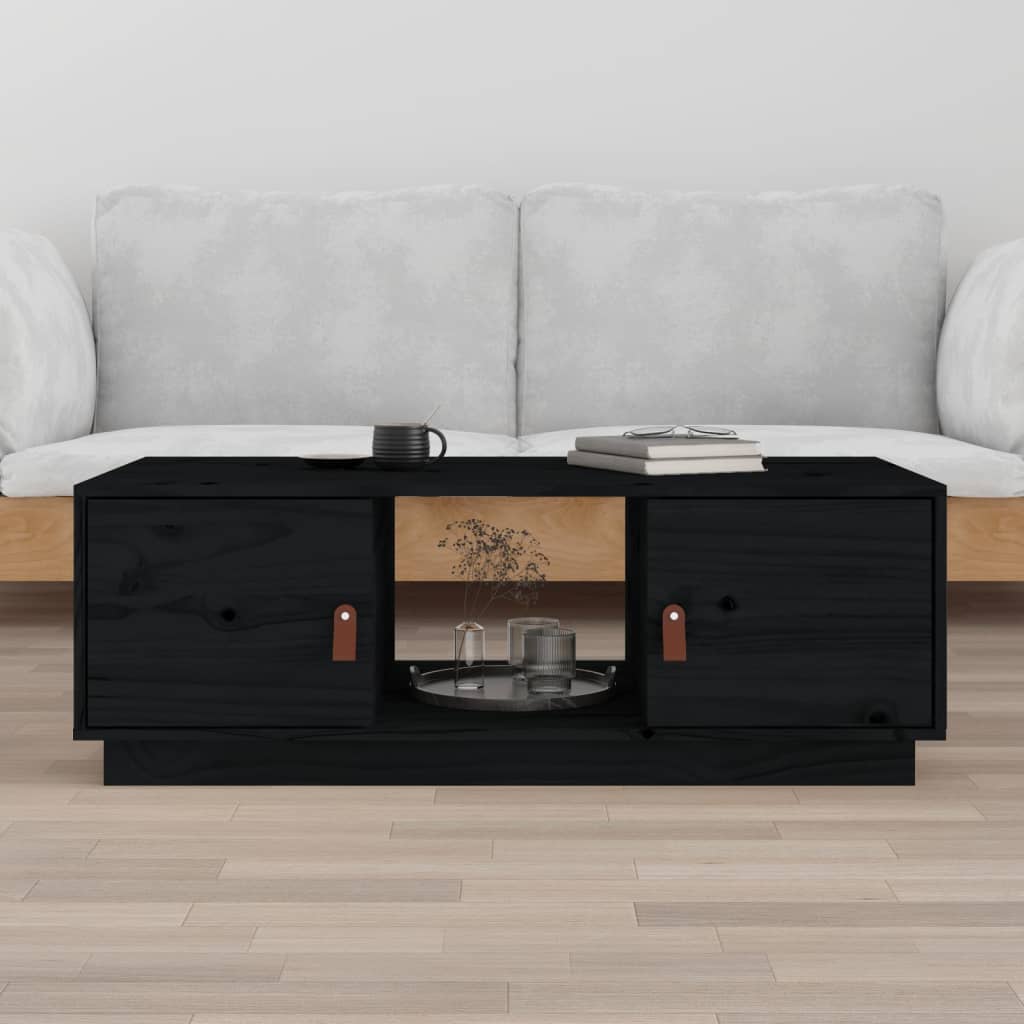 Tavolino da Salotto Nero 100x50x35 cm Legno Massello di Pino | homemem39