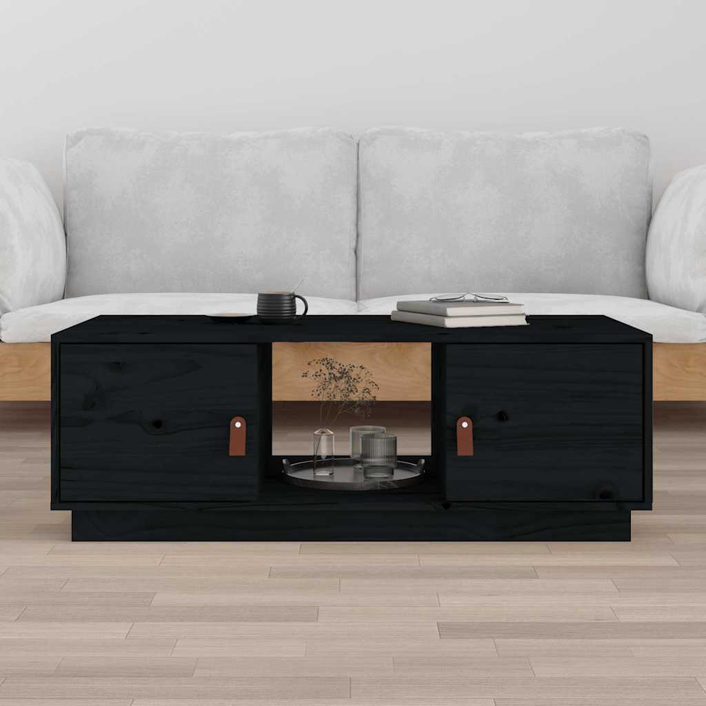 Tavolino da Salotto Nero 100x50x35 cm Legno Massello di Pino