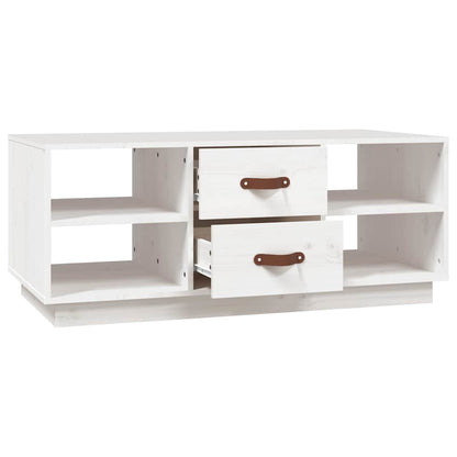 Tavolino da Salotto Bianco 100x50x41 cm Legno Massello di Pino