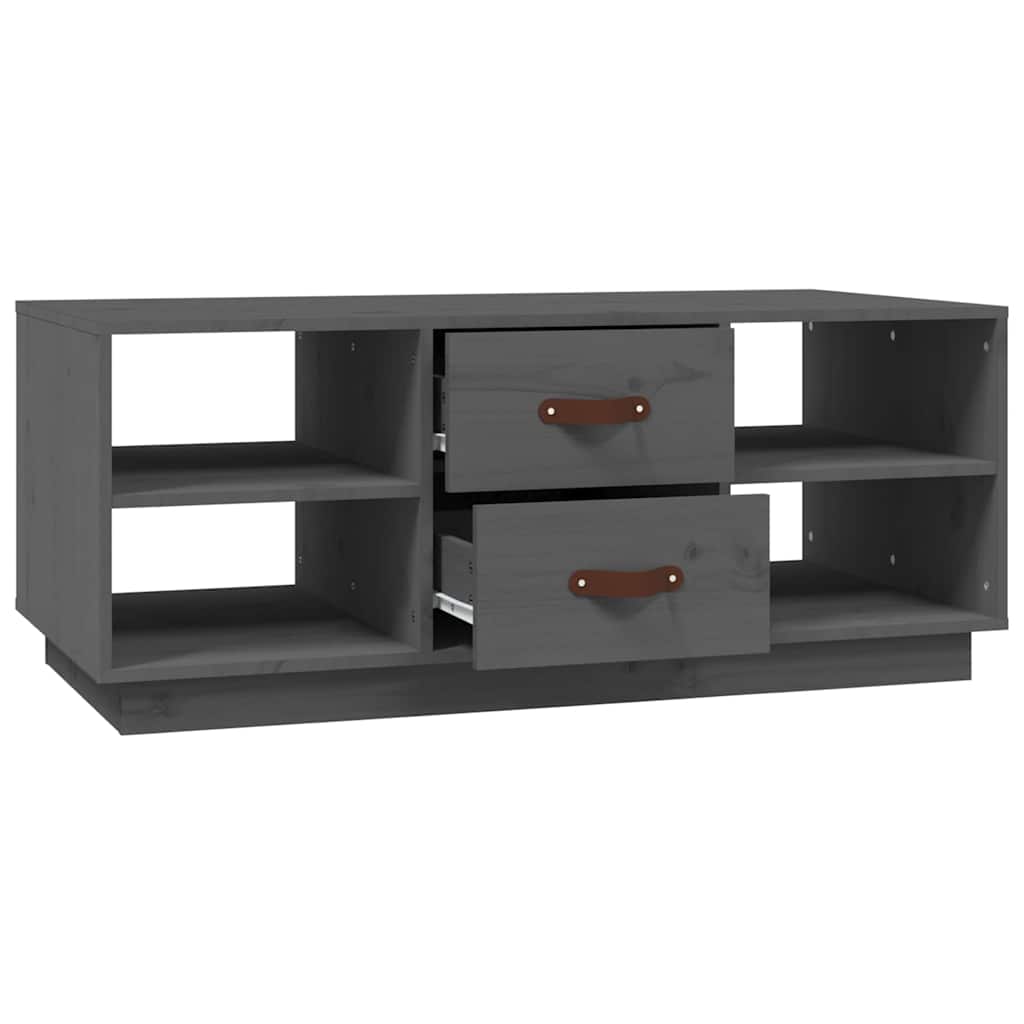 Tavolino da Salotto Grigio 100x50x41 cm Legno Massello di Pino