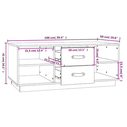 Tavolino da Salotto Grigio 100x50x41 cm Legno Massello di Pino