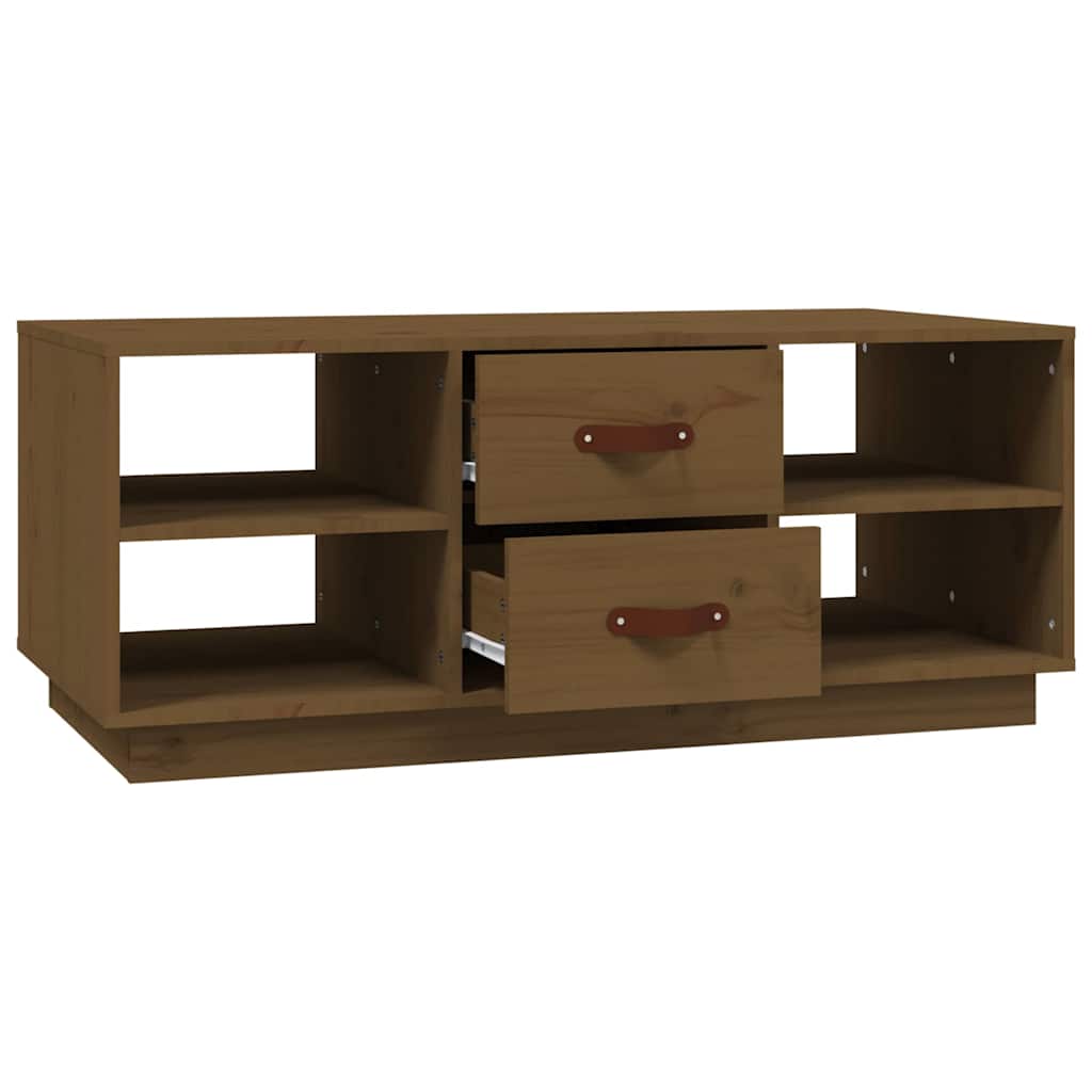 Tavolino da Salotto ambra 100x50x41cm in Legno Massello di Pino