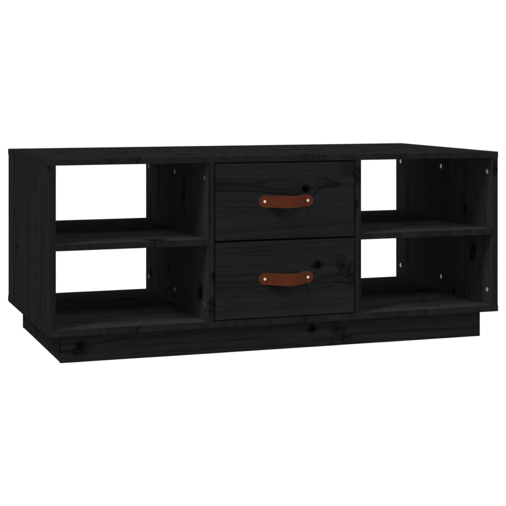 Tavolino da Salotto Nero 100x50x41 cm in Legno Massello di Pino | homemem39