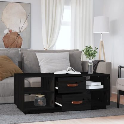 Tavolino da Salotto Nero 100x50x41 cm in Legno Massello di Pino | homemem39