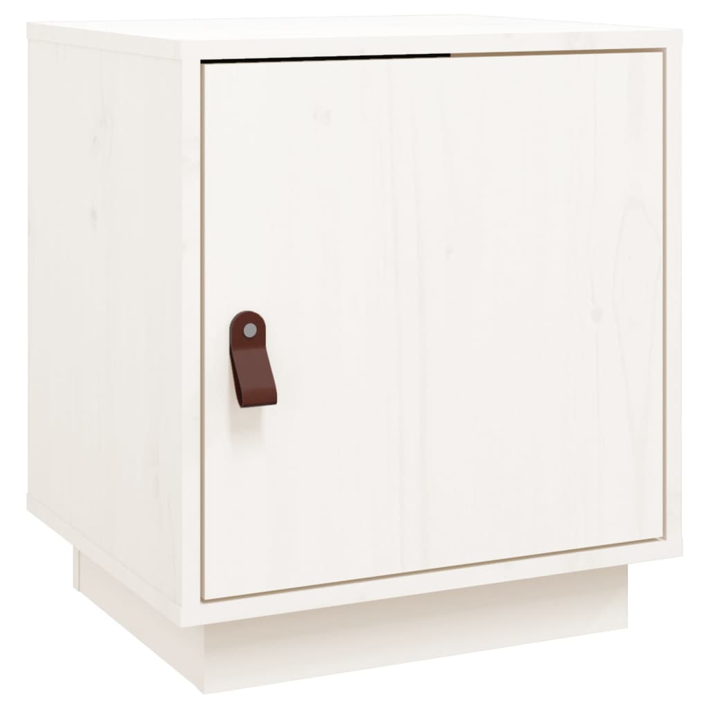 Comodino Bianco 40x34x45 cm in Legno Massello di Pino - homemem39