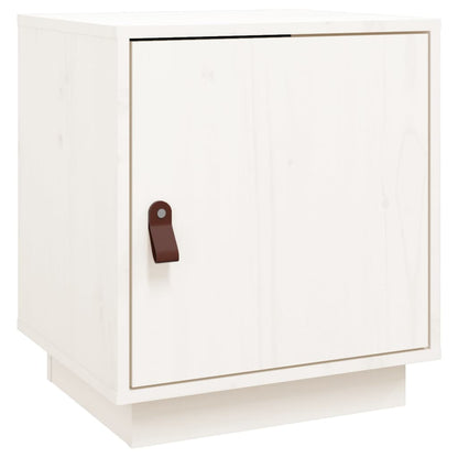 Comodino Bianco 40x34x45 cm in Legno Massello di Pino - homemem39