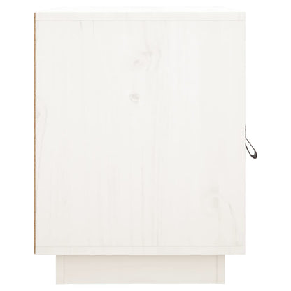 Comodino Bianco 40x34x45 cm in Legno Massello di Pino